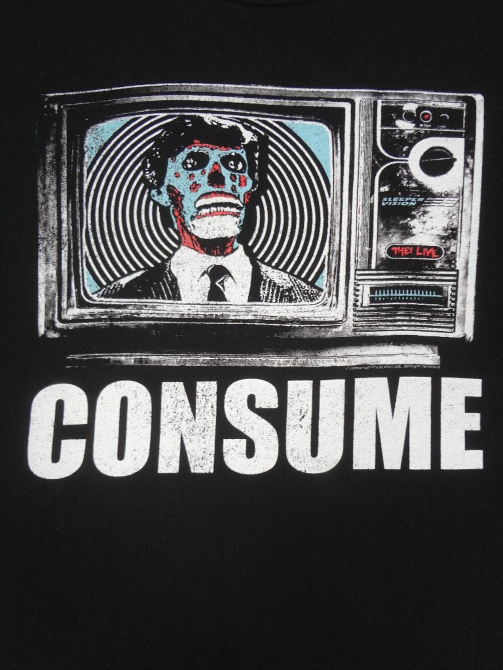 THEY LIVE CONSUME ALIEN TV SHIRT AMERICAN CLASSICS HORROR BLACK XL T-SHIRT M22